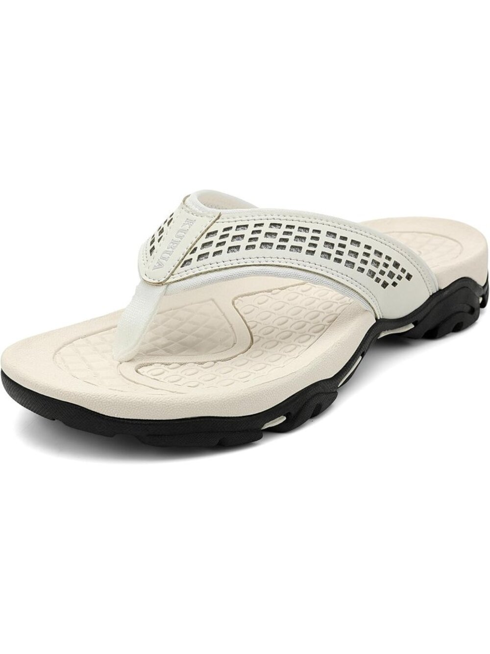 Men's All White Beach Flip-Flops Water Sandals Outdoor Athletic Thong